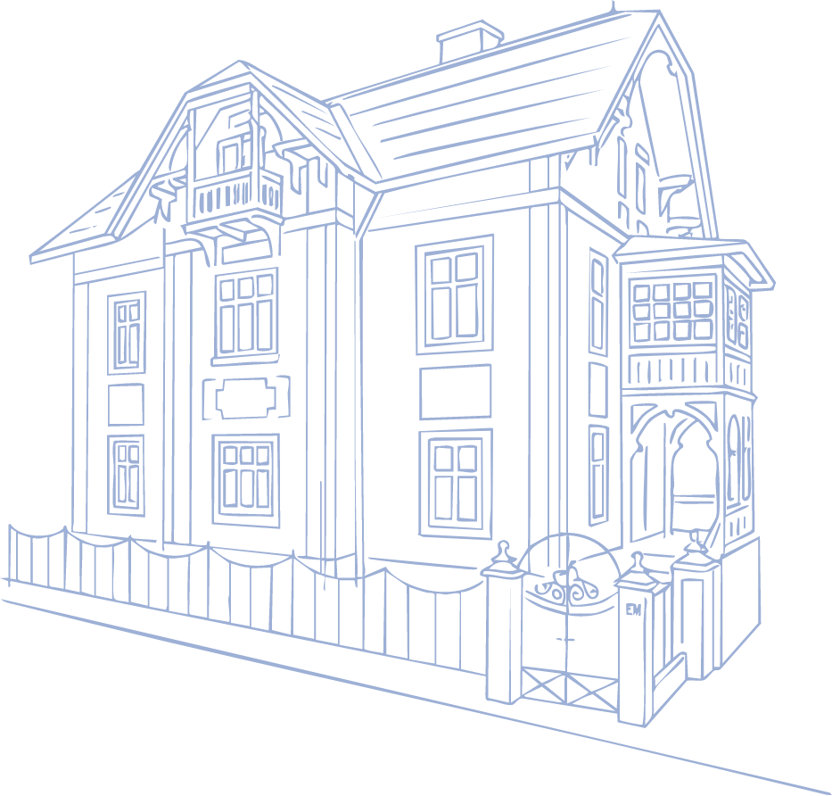 Architektonische Strichzeichnung Villa Stephanie